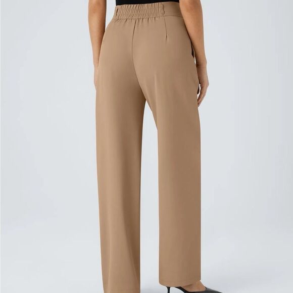 HALARA High Waisted Zipper Pocket Shirred Straight Leg Work Pants Small Tall NEW - Picture 14 of 15